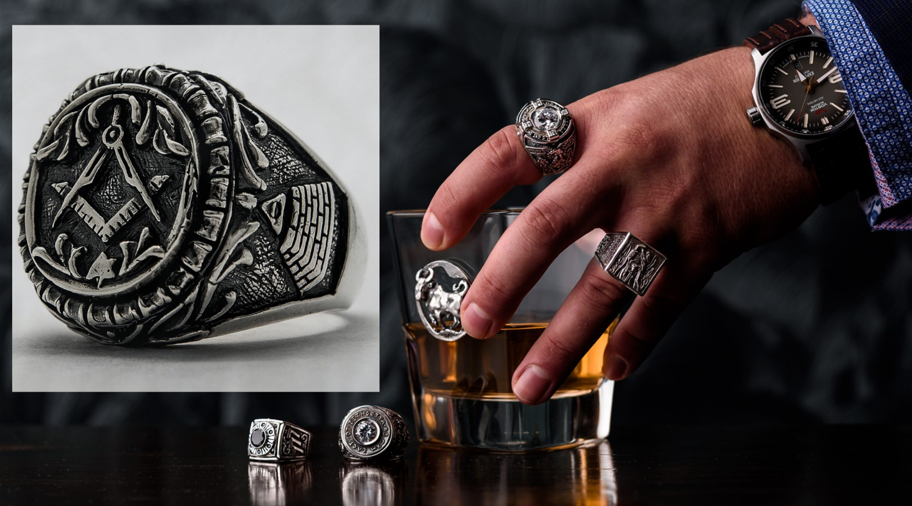 Silver Masonic Ring, Silver MASTER MASON Ring, Freemason Silver Ring