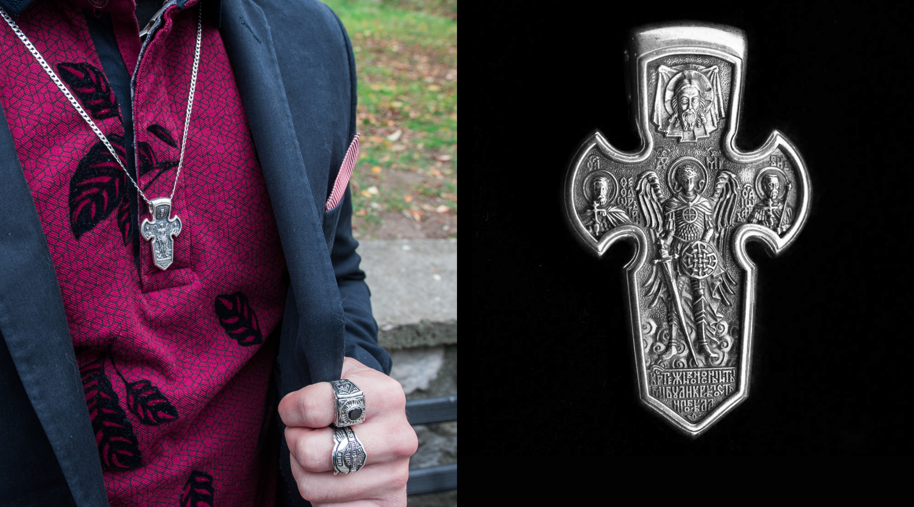 Pendant Archangel Michael, Silver Cross Necklace Archangel Michael