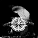 Silver bracelet with star design held by a hand against a dark background, branded 'Silvers Legends'.