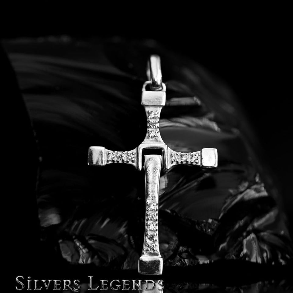Mens Breakaway Sterling Silver Cross Pendant | 925 CZ Faith Necklace Charm | Rugged Action-Style Jewelry