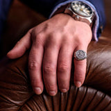 Sterling silver 925 men’s Ring “Saint George slaying the dragon” is handmade vintage religious jewelry with unique design, and amazing artwork. St. George ring is stamped 925 and it will suit with every men's style Check out other best handcrafted, sterling silver men's jewelry at silverslegends.com