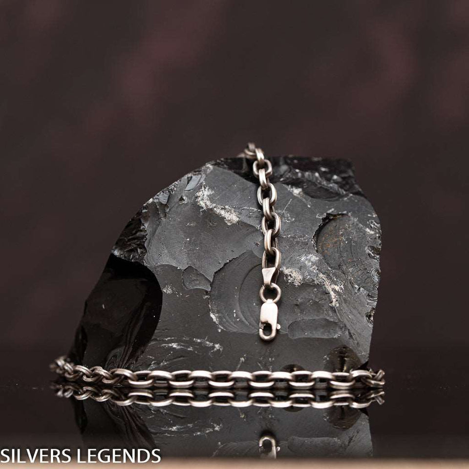 Anchor chain silver oxidized, Sterling silver 925 oxidized anchor chain for men with original, unique design, beautiful details and amazing artwork, silver chain necklace for pendant. Handmade Cool silver jewel, heavy chain, mens silver necklace with pendant - Silvers Legends
