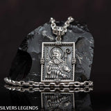 Saint Patrick “Apostle of Ireland” pendant, Shamrock mens medal symbolized St Patrick was a fifth-century Romano-British Christian missionary and bishop in Ireland. St Patrick tile medallion is Sterling silver 925 Irish orthogonal charm, symbol of faith. Known as the “Apostle of Ireland”, he is the primary patron saint of Ireland. Check out other best handcrafted sterling silver men's jewelry at silverslegends.com