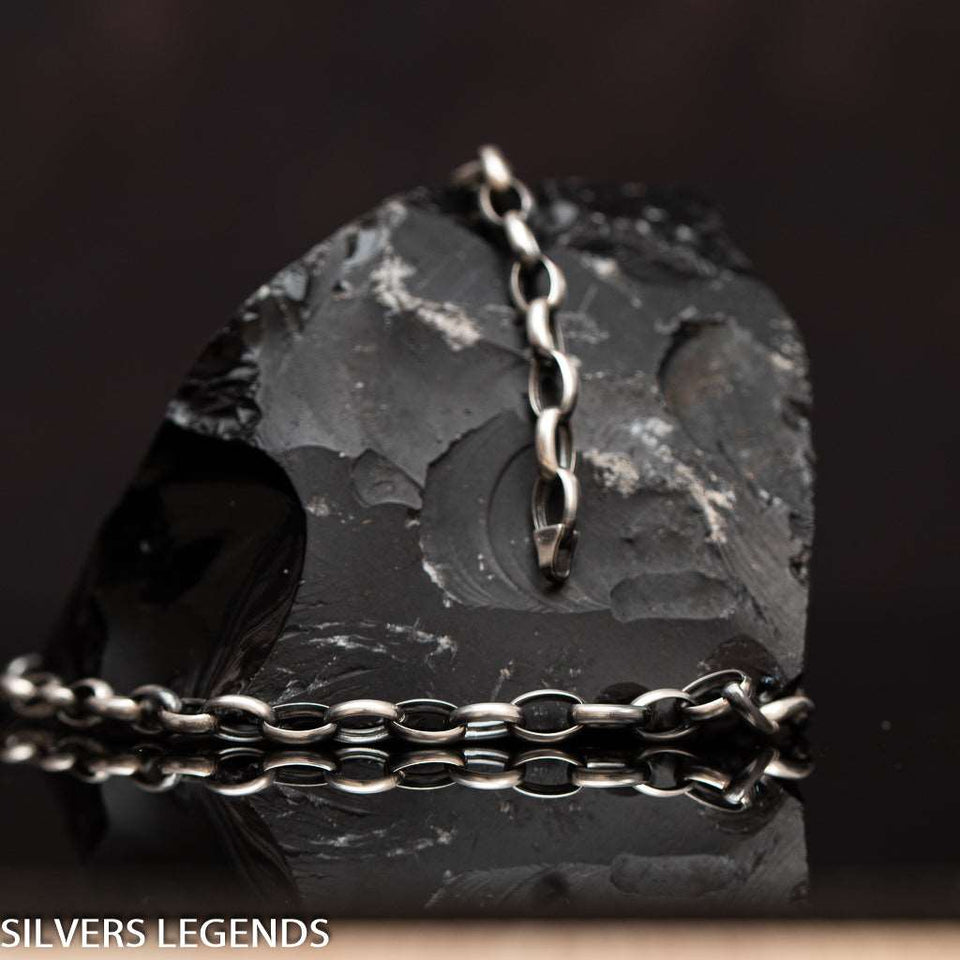 Rollo silver chain for men, Sterling silver 925 oxidized rollo chain for men with original, unique design, beautiful details and amazing artwork. Handmade Cool silver jewel, heavy chain necklace for men will suit with every men's style. Perfect as a statement piece to wear alone or with a pendant. Check out at silverslegends.com...