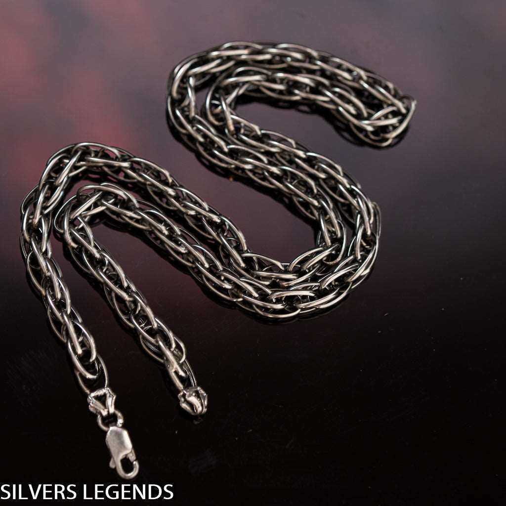 Sterling silver 925 oxidized rope chain necklace | Silvers Legends
