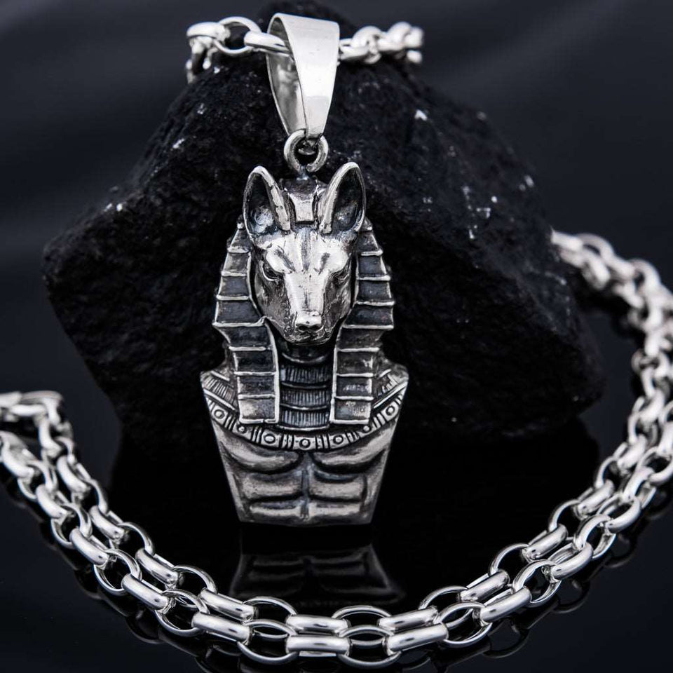 Sterling Silver 925 Pendant Anubis, Egyptian Pendant Sterling Silver, Anubis Silver Necklace, Egyptian Jewelry Silver, Silver Egyptian Talisman, Silver Amulet, Pendant Sterling Silver 925, Anubis Silver Pendant with Chain Necklace, Egyptian Silver Pendant with Chain Necklace...