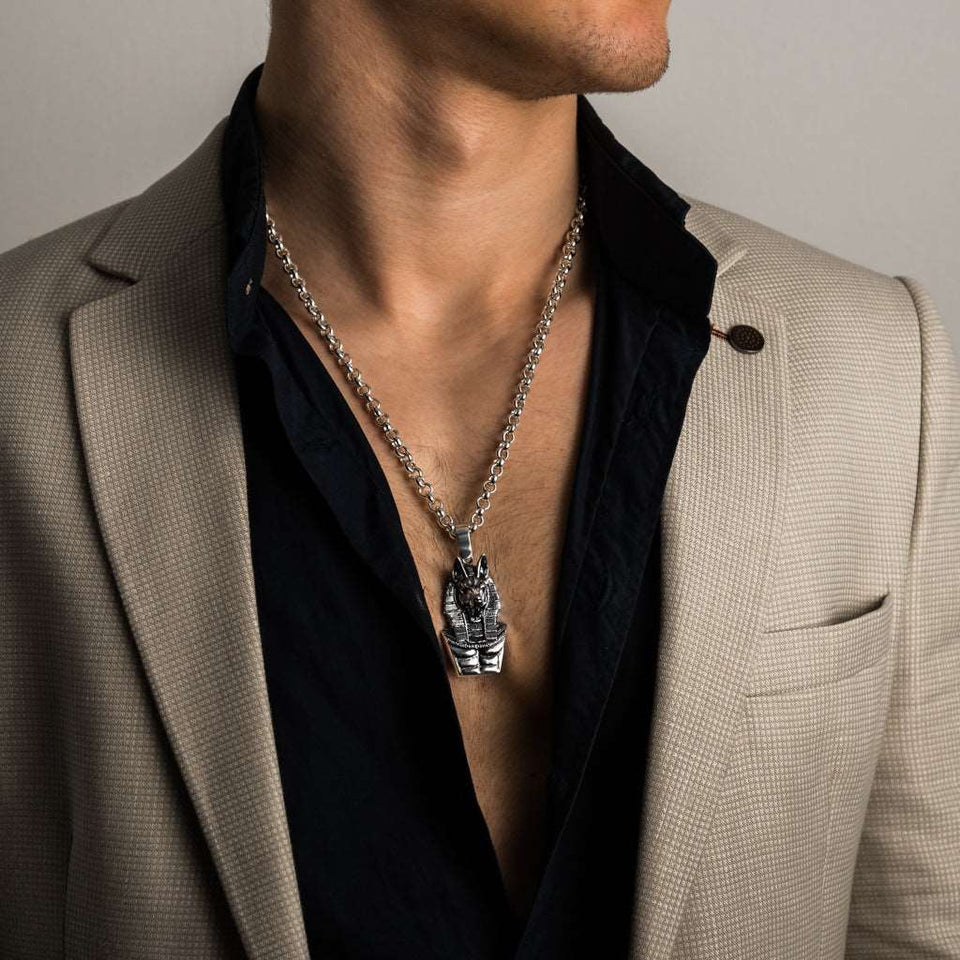 Sterling Silver 925 Pendant Anubis, Egyptian Pendant Sterling Silver, Anubis Silver Necklace, Egyptian Jewelry Silver, Silver Egyptian Talisman, Silver Amulet, Pendant Sterling Silver 925, Anubis Silver Pendant with Chain Necklace, Egyptian Silver Pendant with Chain Necklace...
