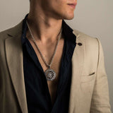 Sterling silver 925 handmade big sun pendant for men with zodiac signs is astrology jewelry, symbol of vigor. Big circle sun men’s medallion with all zodiac signs is a simbol of the circle of life, sun talisman is a perfect gift for him. Check out other handcrafted sterling silver men's jewelry at silverslegends.com