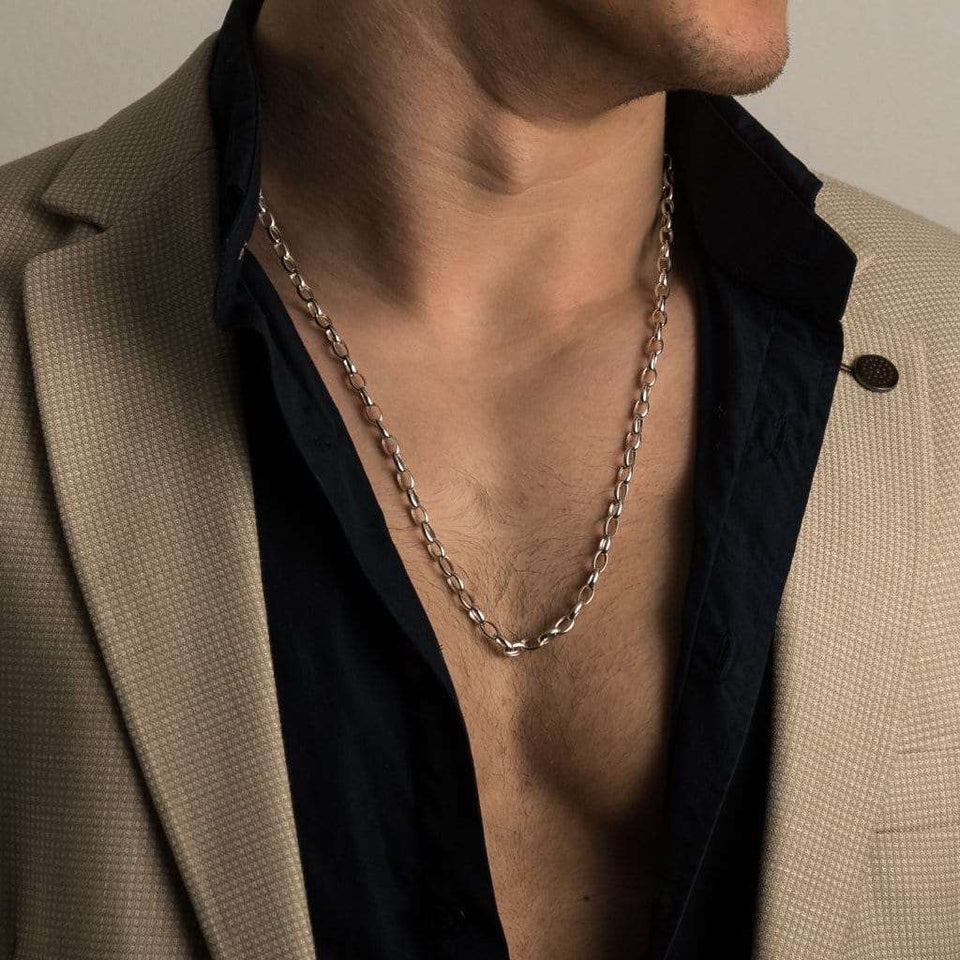 Sterling silver 925 polished rollo chain for men with original, unique design, beautiful details and amazing artwork. Handmade Cool silver jewel, heavy chain necklace for men will suit with every men's style. Perfect as a statement piece to wear alone or with a pendant. Men with polished rollochain. Check out at silverslegends.com...
