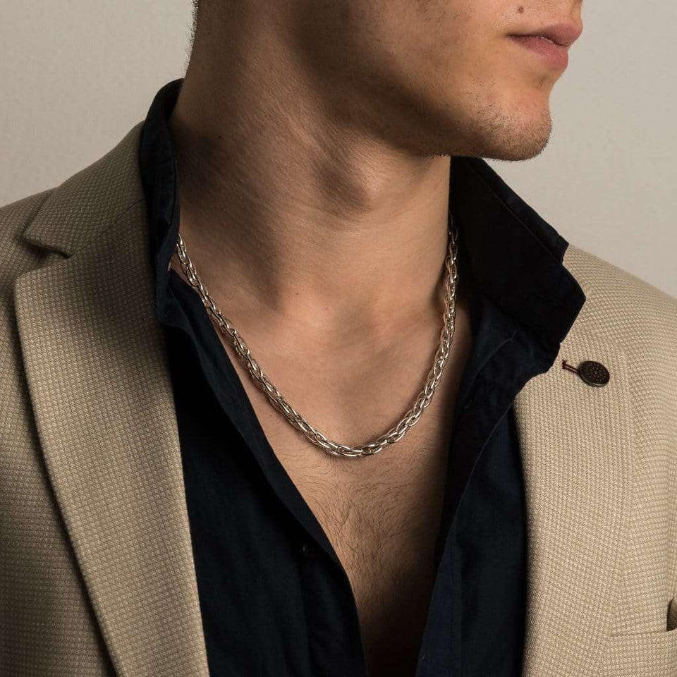 Silver rope chain polished, Sterling silver 925 polished rope chain for men with original, unique design, beautiful details and amazing artwork. Handmade Cool silver jewel, heavy chain necklace for men will suit with every men's style. Perfect as a statement piece to wear alone or with a pendant. Men with rope chain silver polished. Check out at silverslegends.com...