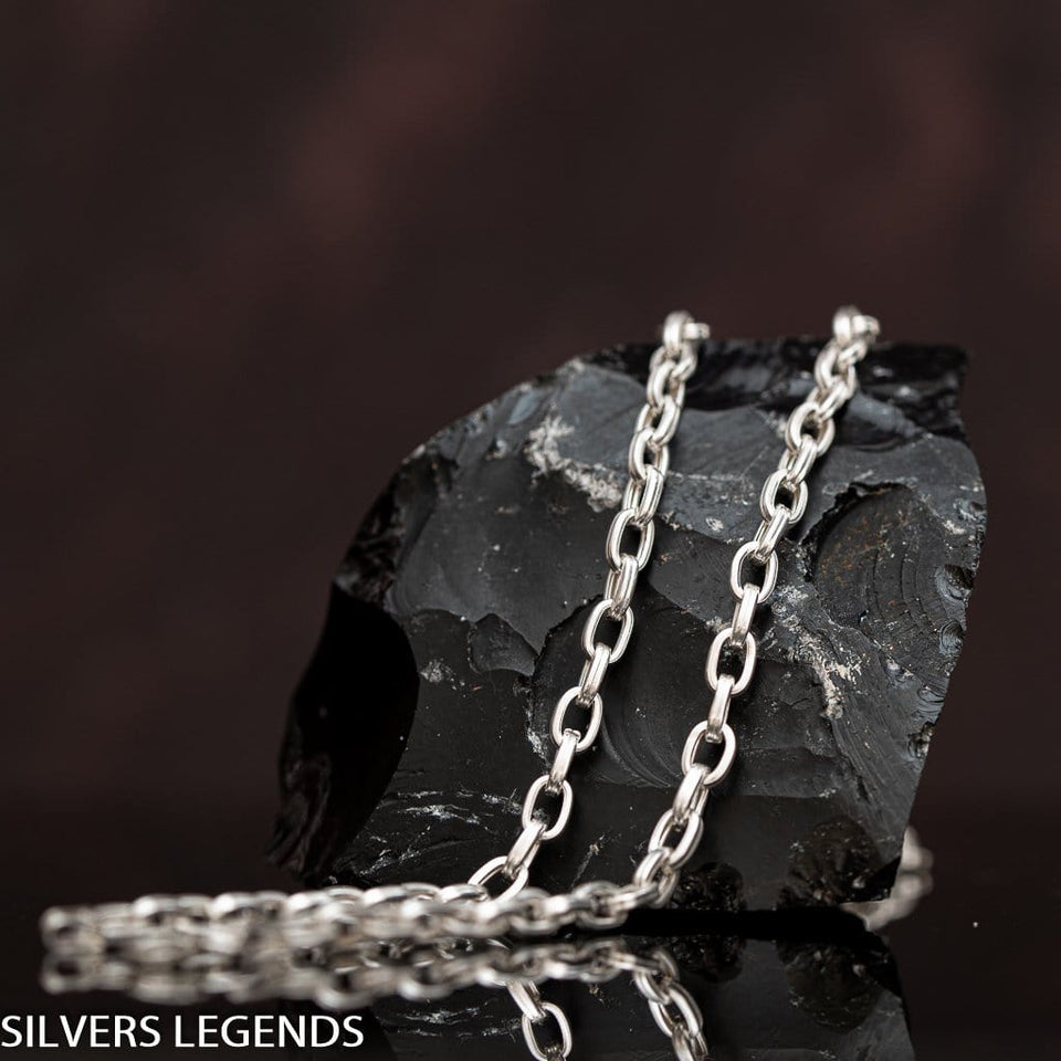 Anchor chain necklace silver polished, Sterling silver 925 polished anchor chain for men with original, unique design, beautiful details and amazing artwork. Handmade Cool silver jewel, heavy chain necklace for men will suit with every men's style. Perfect as a statement piece to wear alone or with a pendant. Check out at silverslegends.com...