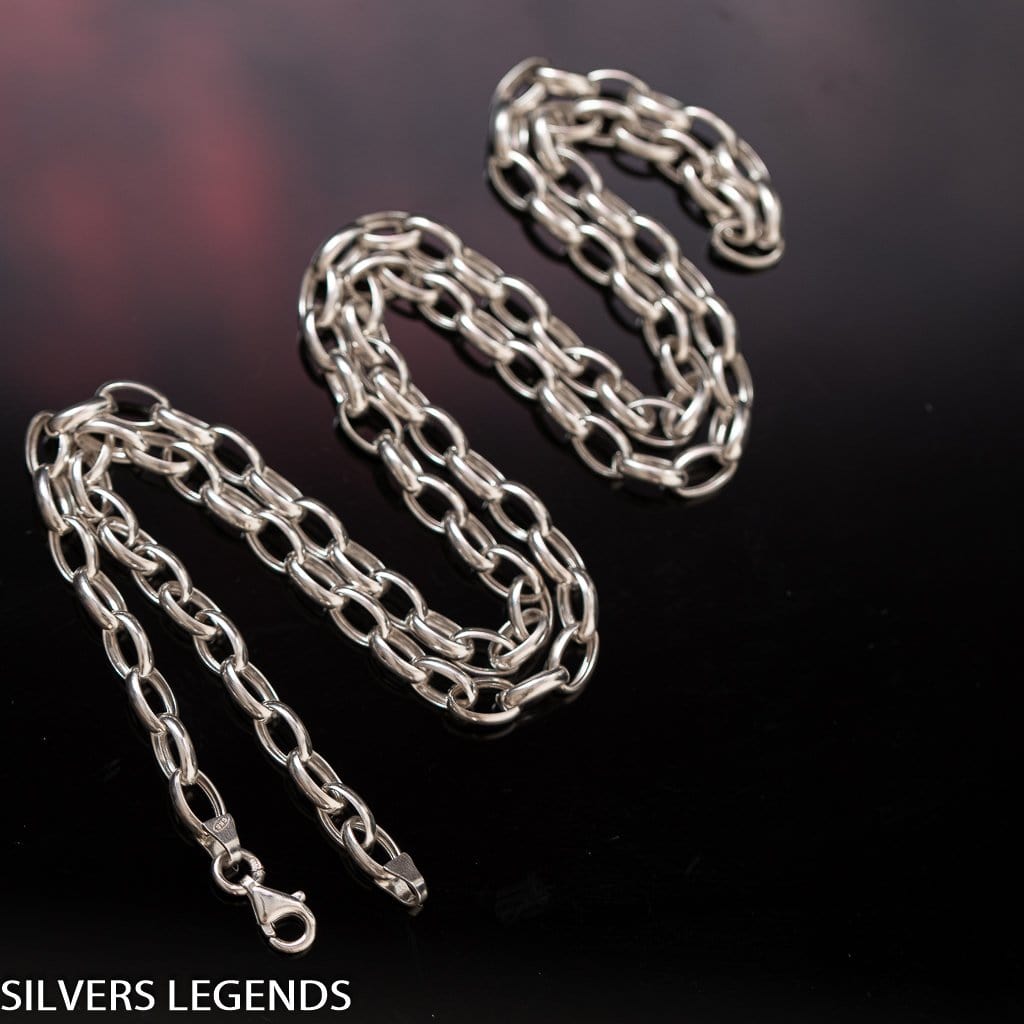 Plain Rollo Chain .925 Sterling Silver Necklace Silver / 22 inch