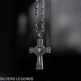 Silver oxidized cross pendant "Knights Templar Signum Militie" handmade, Unique Knights Templar Cross Pendant, Templar pendant with sword, Crusader pendant, Masonic pendant, Templar seal