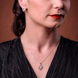 Charm sterling silver 925 jewelry set of dainty pendant necklace and fine earrings - Charm silver jewelry female set, made with shining zircon, perfect choice as a fancy gift to your girlfriend, wife, mom, or female friends at Easter, anniversary, engagement, party, meeting, dating, wedding or usual wear. Hypoallergenic sterling silver necklace set, allergy-free. Check out other elegant jewelry for women at silverslegends.com...
