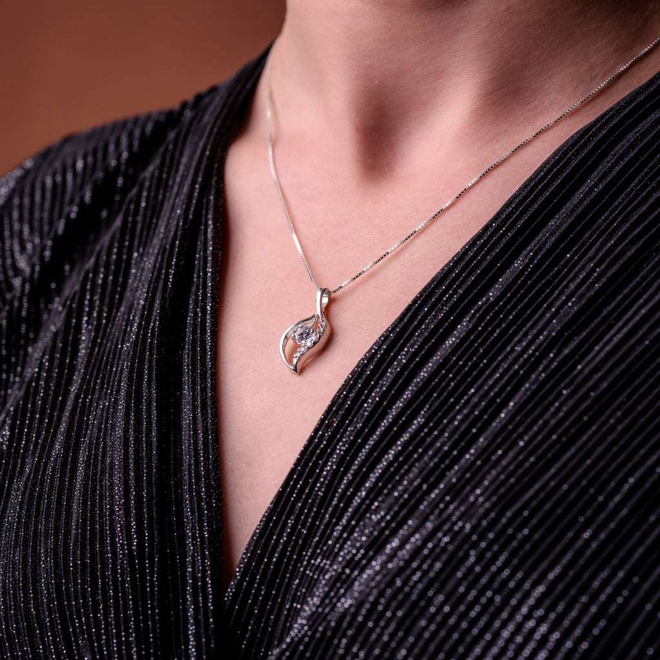 Charm sterling silver 925 jewelry set of dainty pendant necklace and fine earrings - Charm silver jewelry female set, made with shining zircon, perfect choice as a fancy gift to your girlfriend, wife, mom, or female friends at Easter, anniversary, engagement, party, meeting, dating, wedding or usual wear. Hypoallergenic sterling silver necklace set, allergy-free. Check out other elegant jewelry for women at silverslegends.com...