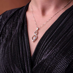 Charm sterling silver 925 jewelry set of stylish dangling and curved pendant, dainty chain necklace and earrings, made with shining zircon stylish design. Elegant silver jewelry female set, made with shining zircon, perfect choice as a fancy gift to your girlfriend, wife, mom, or female friends at Easter, anniversary, engagement, party, meeting, dating, wedding or usual wear. Hypoallergenic sterling silver necklace set, allergy-free. Check out other elegant jewelry for women at silverslegends.com...