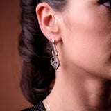 Charm sterling silver 925 jewelry set of stylish dangling and curved pendant, dainty chain necklace and earrings, made with shining zircon stylish design. Elegant silver jewelry female set, made with shining zircon, perfect choice as a fancy gift to your girlfriend, wife, mom, or female friends at Easter, anniversary, engagement, party, meeting, dating, wedding or usual wear. Hypoallergenic sterling silver necklace set, allergy-free. Check out other elegant jewelry for women at silverslegends.com...