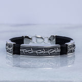 Silver Leather Bracelet Barbed Wire Handmade