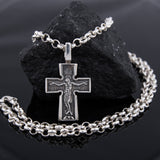 Silver Men’s Cross pendant necklace"Crucifixion and Mother of God", Handmade cross pendant with saints, saints cross pendant silver, Mother of God pendant silver, cross pendant Cricifix silver, Silver Cross "Crucifixion" for men, Silver Men’s Cross "Crucifixion and Mother of God" Handmade, silver mens cross with god, Silver cross pendant with the Crucified Christ, silver cross pendant for men with chain necklace, silver cross design for men, check out other christian jewelry silver at silverslegends.com…