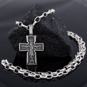 Silver Men’s Cross pendant necklace"Crucifixion and Mother of God", Handmade cross pendant with saints, saints cross pendant silver, Mother of God pendant silver, cross pendant Cricifix silver, Silver Cross "Crucifixion" for men, Silver Men’s Cross "Crucifixion and Mother of God" Handmade, silver mens cross with god, Silver cross pendant with the Crucified Christ, silver cross pendant for men with chain necklace, silver cross design for men, check out other christian jewelry silver at silverslegends.com…