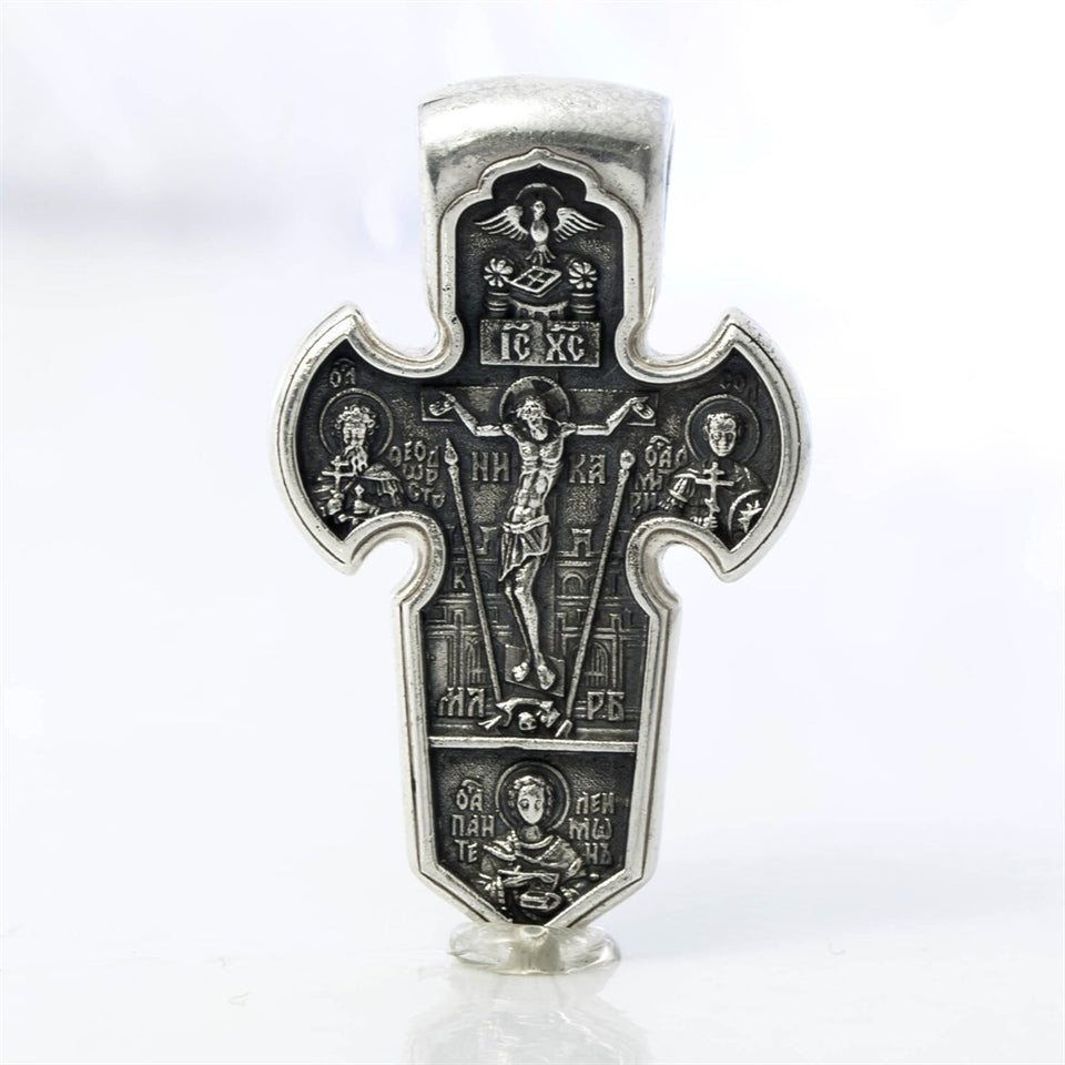 Sterling silver 925 Archangel Michael men’s pendant with or without silver chain necklace, Religious Locket Archangel Guardian is perfect gift for him. Silver Men’s Cross "Archangel Michael and Crucifixion" is handmade religious archangel jewelry and it’s double-sided, with original unique design and amazing art work. This Vintage Pendant is with technique-filled miniature relief. Check ot other men's jewelry at silverslegends.com