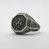 Sterling silver 925 men’s Ring “Saint George slaying the dragon” is handmade vintage religious jewelry with unique design, and amazing artwork. St. George ring is stamped 925 and it will suit with every men's style Check out other best handcrafted, sterling silver men's jewelry at silverslegends.com