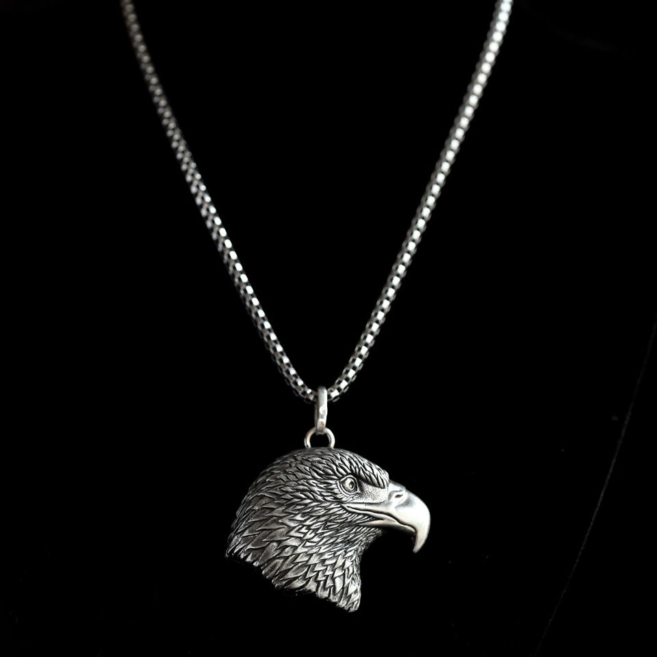 Sterling Silver 925 Unique men's pendant necklace American Eagle, 3D Eagle pendant with chain, Animal Minimalist jewelry, perfect boyfriend gift ideas