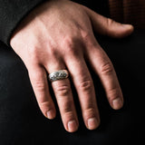 Sterling silver Taurus ring with two fighting bulls