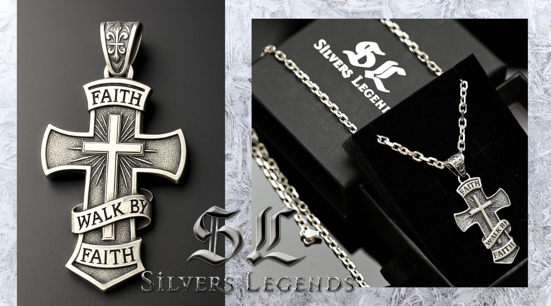 Walk by Faith Sterling Silver Cross Pendant for Men – Symbol of Strength & Faith