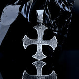 925 Silver Templar Cross Necklace-Sword Pendantin Sterling Silver, Sterling Silver 925 Templar Cross Pendant with Intricate Templar Sword Design - Religious Silver Necklace.