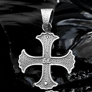 925 Silver Templar Cross Necklace-Sword Pendantin Sterling Silver, Sterling Silver 925 Templar Cross Pendant with Intricate Templar Sword Design - Religious Silver Necklace.