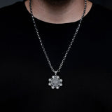 Exquisite solid sterling silver Templar pendant featuring all Templar crosses and a centerpiece of Knights Templar riding a horse, ideal for enthusiasts of medieval history and religious artifacts.
