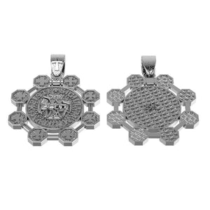 Detailed Templar medallion with all Templar crosses and two knights riding horse
