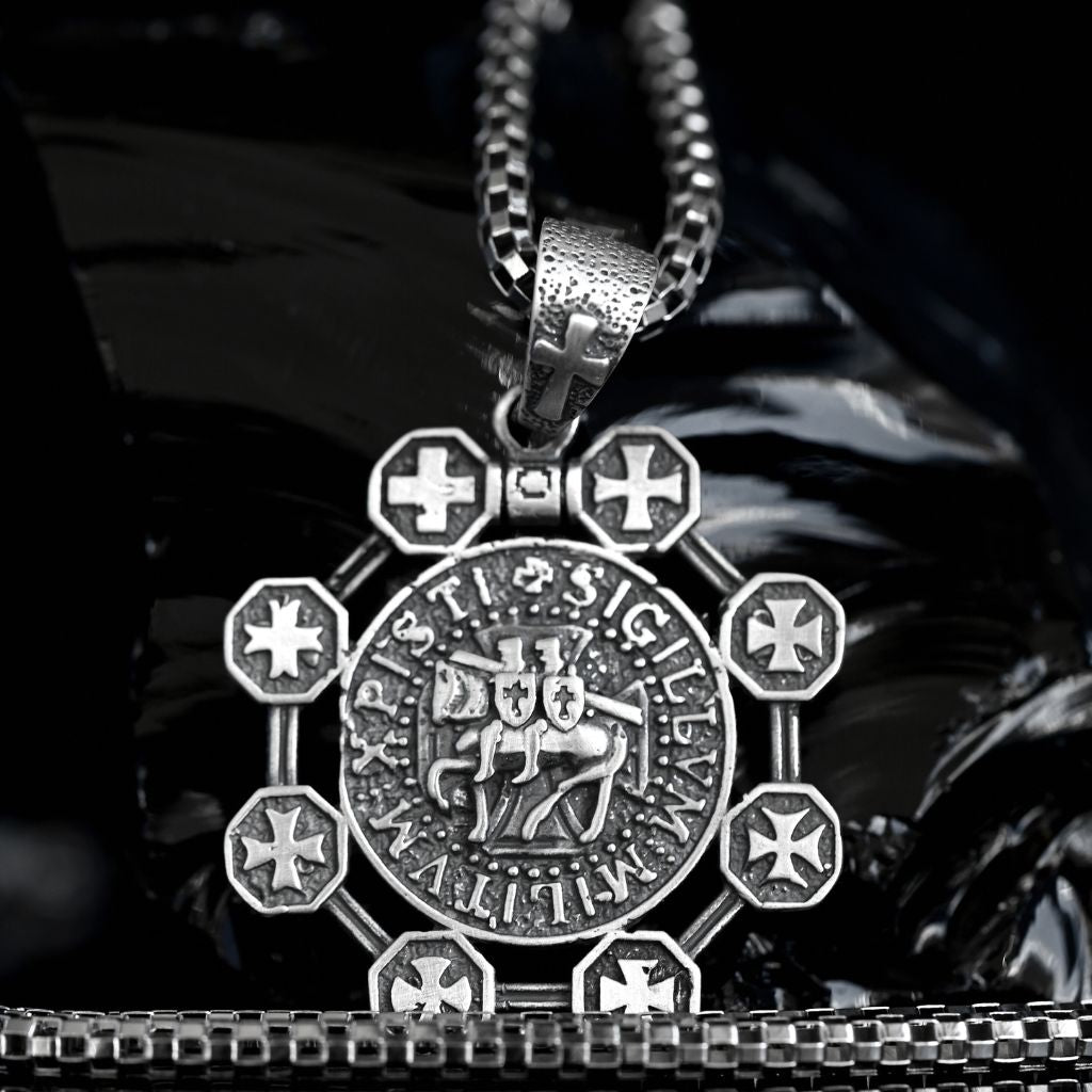 Sterling Silver Pendant necklace Knights Templar with all Templar crosses