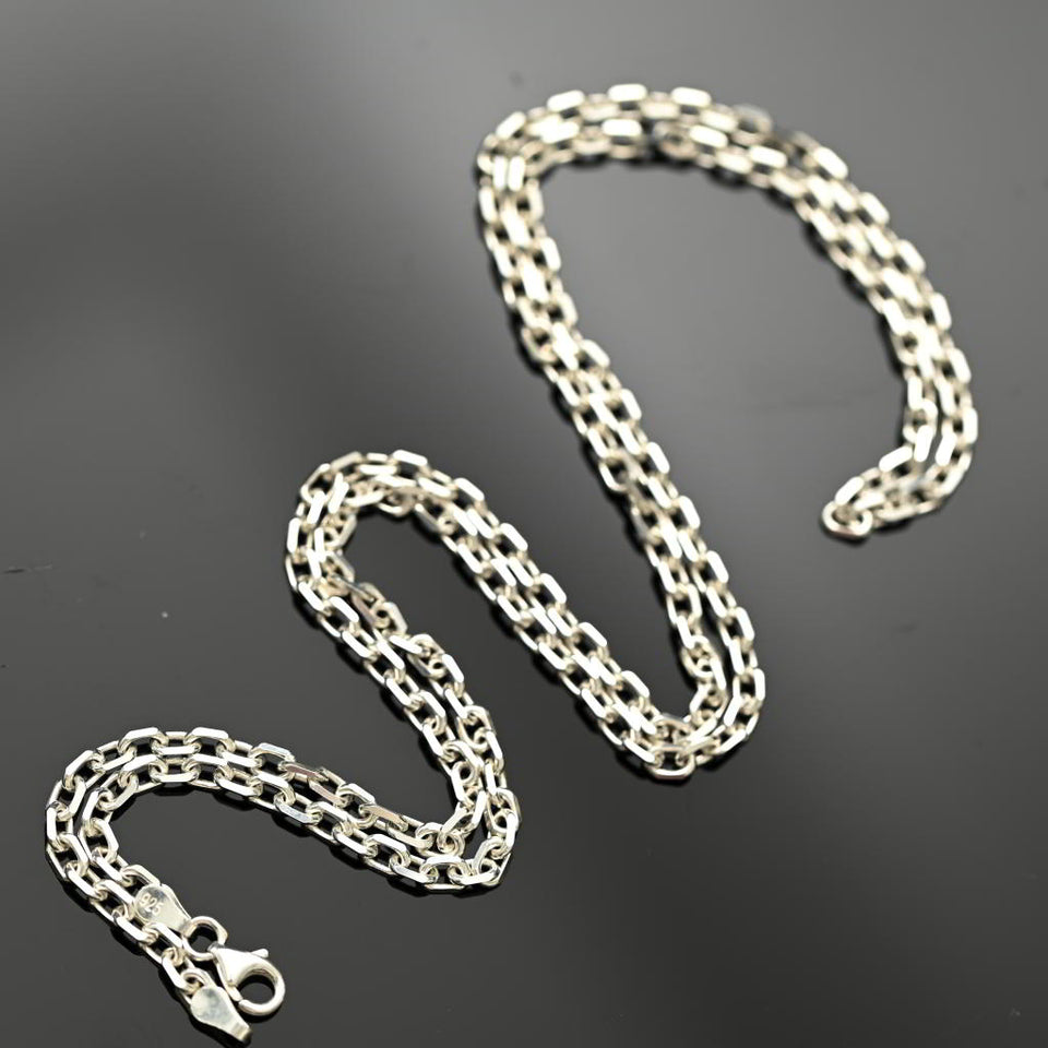 Sterling Silver 925 chain necklace anchor on a black background
