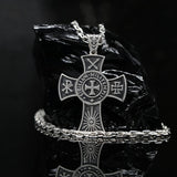 Genuine 925 silver cross necklace for men with an oversized Christian cross pendant, polished finish, detailed engravings, and optional sterling silver chain in multiple lengths.