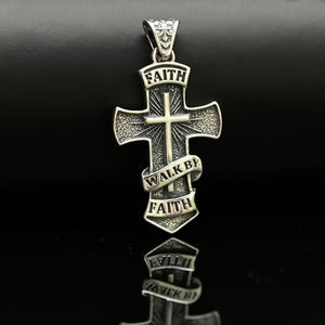 Handmade oxidized silver cross for men, symbolic religious jewelry