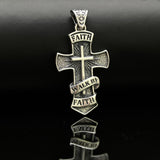 Handmade oxidized silver cross for men, symbolic religious jewelry