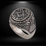 Masonic ring silver, Sterling silver 925 men's masonic ring with eagle and pyramid handmade is very fine Masonic ring, on the top of the ring is a simbol of the masonics, on the left side there is a double headed eagle, on the right is pyramid with Eye of Providence. This silver Freemason ring is perfect gift for him, it will suit with every men's style. Check out other best handcrafting sterling silver men's jewelry at silverslegends.com