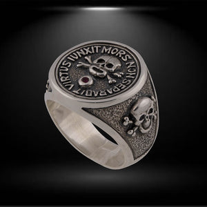 Scull ring silver, Masonic ring for men is sterling silver Skeleton Ring "Skull and bones" Virtus Junxit Mors. Masonic skull ring Virtus Junxit Mors Non Separabit. This silver freemason ring is perfect gift for him with beautiful details and amazing artwork. Check out at silverslegends.com…