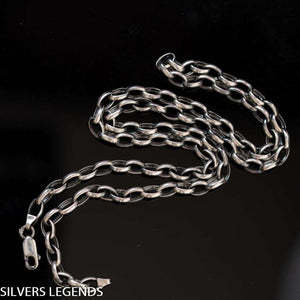 Rollo chain, Sterling silver 925 oxidized rollo chain for men with original, unique design, beautiful details and amazing artwork. Handmade Cool silver jewel, heavy chain necklace for men will suit with every men's style. Perfect as a statement piece to wear alone or with a pendant. Check out at silverslegends.com...