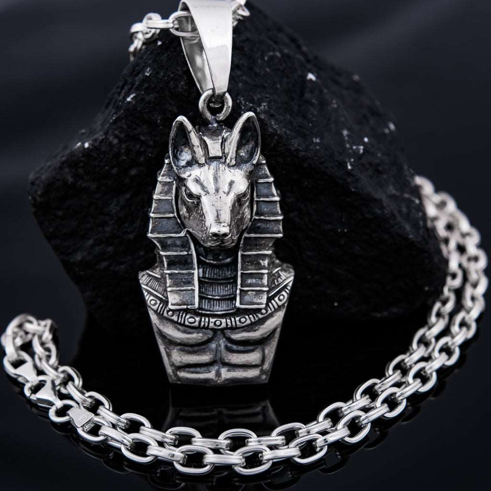 Sterling Silver 925 Pendant Anubis, Egyptian Pendant Sterling Silver, Anubis Silver Necklace, Egyptian Jewelry Silver, Silver Egyptian Talisman, Silver Amulet, Pendant Sterling Silver 925, Anubis Silver Pendant with Chain Necklace, Egyptian Silver Pendant with Chain Necklace...