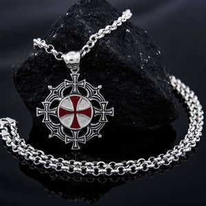 Sterling silver 925 men's crusader pendant Knights Templar with red cross is a symbol of the religious order of Christian warrior associated with the Knights Templar, from the time of the Second Crusade (1145) and represented the knights' connection to the Church as well as their mission. Check out other handmade templar jewelry at silverslegends.com...