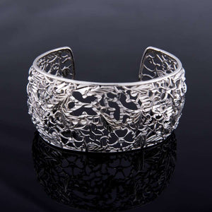 Big cuff elegant floral women's dainty bracelet silver, limited edition handmade sterling silver 925 charm unique bangle. Modern Boho cuff bracelet, which is the only one piece with amazing art work. Cool Buterrfly bracelet, perfect Mother's Day Gift or gift for her. Get your modern boho bracelet or make a present for the one you love at silverslegends.com
