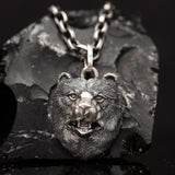 Bear head pendant silver, Sterling silver 925 viking Bear head unique pendant is handmade animal jewelry and you can have it with silver chain necklace. Bear men's locket is a symbol and amulet for strength, courage, tenacity and wisdom. This silver bear medallion is big and very heavy and it’s perfect gift for him, it will suit with every men's style. Check out 3d bear head pendant and other handcrafting sterling silver men's jewelry at silverslegends.com