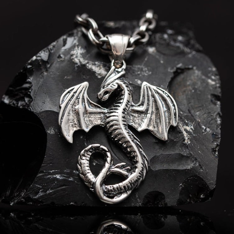 Winged Dragon pendant, sterling silver 925 pendant for men. Cool mens silver pendant, Dragon Men’s Pendant is handmade jewel with unique design. Powerful protection dragon amulet, male locket silver. Jewelry with Dragon is perfect gift for him. 