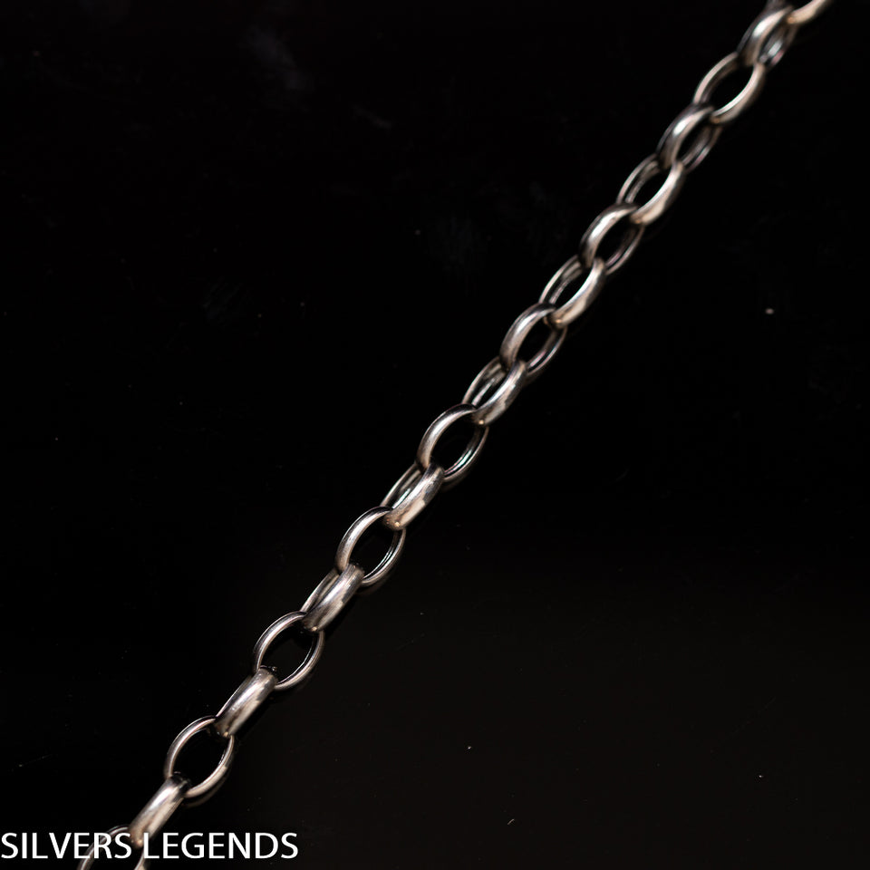 Dark rollo chain silver, Sterling silver 925 oxidized rollo chain for men with original, unique design, beautiful details and amazing artwork. Handmade Cool silver jewel, heavy chain necklace for men will suit with every men's style. Perfect as a statement piece to wear alone or with a pendant. Check out at silverslegends.com...