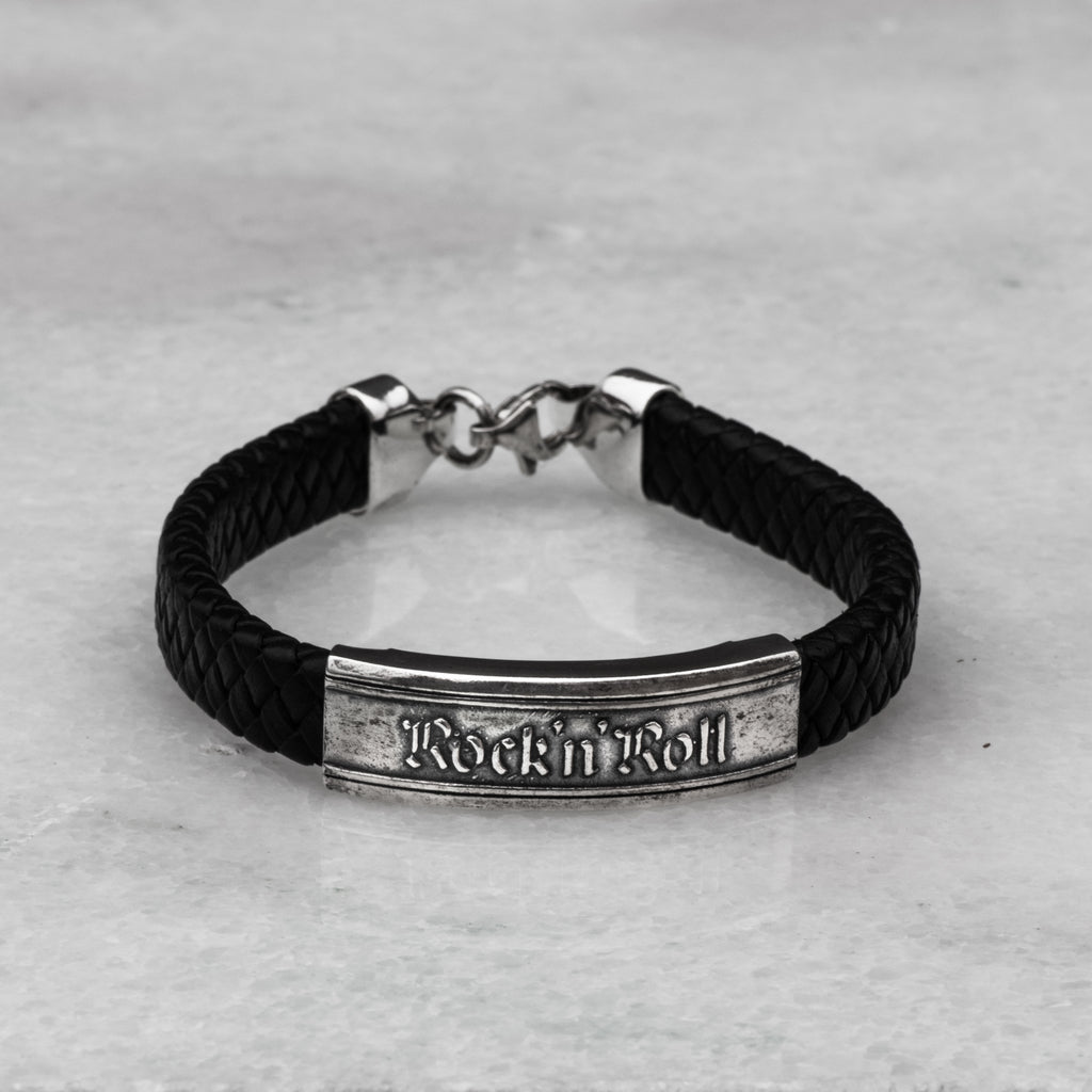Silver leather bracelet 
