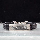 Silver leather bracelet "Rock'n'Roll" is handmade sterling silver 925 cuff bracelet "Rock And Roll" with black calf leather with original unique design, beautiful details and amazing artwork. Excellent new condition, stamped 925. Check out at silverslegends.com...