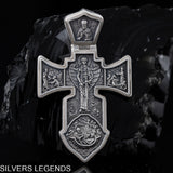 Archangel Michael pendant silver, Silver Men’s Cross "Crucifixion and Guardian Angel-Michael the Archangel" is handmade, double sided cross pendant for men, from one side is Lord Jesus Christ- Crucifixion, from the other is Arhangel Michael - Guardian Angel. The lewel is with shape of sword and it’s men's solid silver pendant, you can have it with silver chain necklace. This Christian silver jewel is with beautiful details and amazing artwork. Check out at silverslegends.com